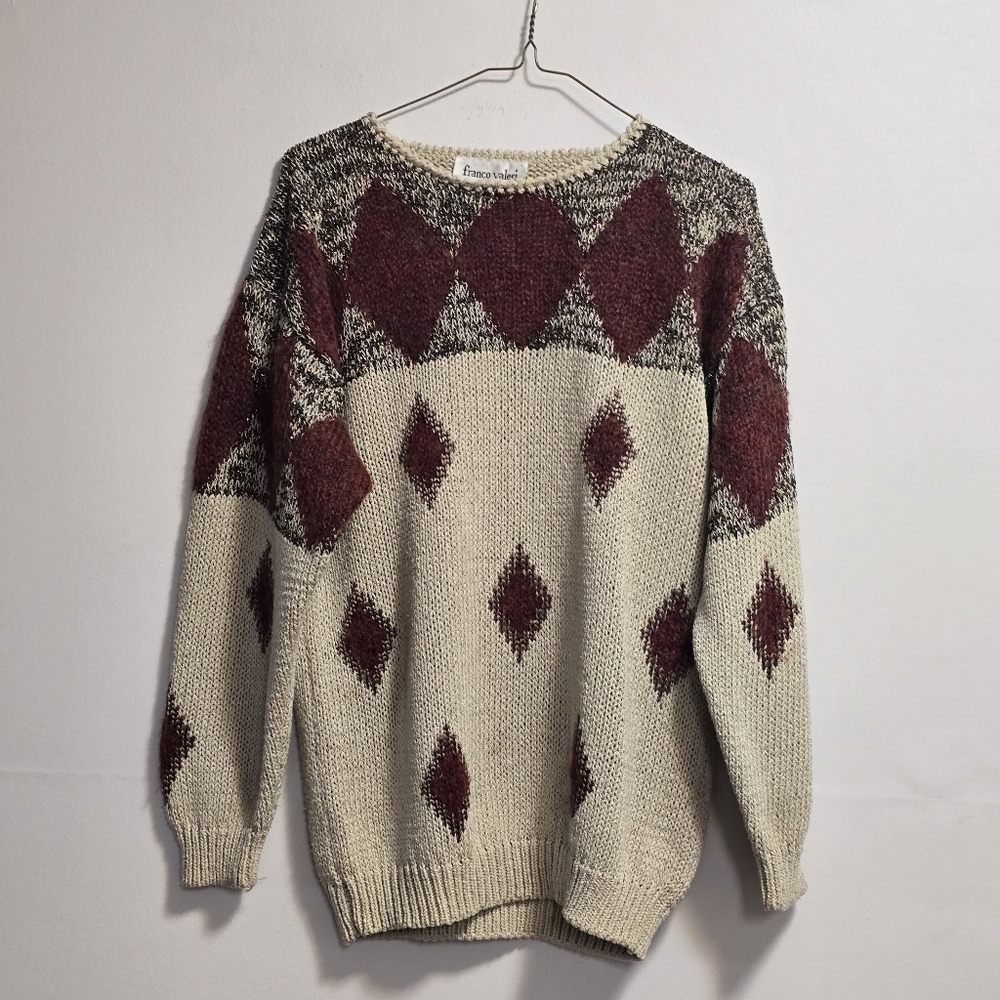 Vintage Franco Valeri Diamond Pattern Knit Sweater Size Small/Medium